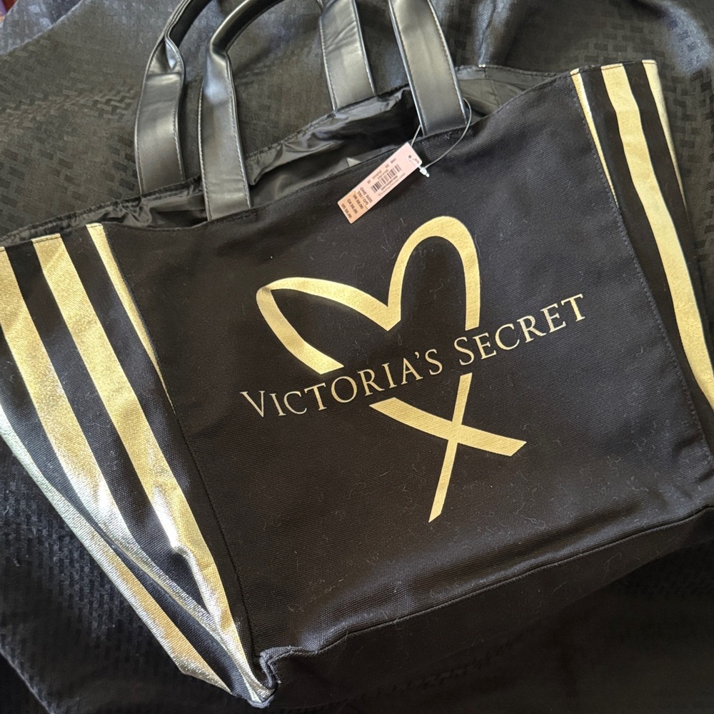 Victoria's Secret Black Tote with Gold Accents